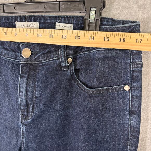 A Beautiful Soul Jeans 14‎ Flare Bell Bottom Knee Holes Stretch Boho Western 70s - Picture 5 of 10
